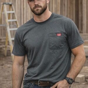 Wrangler black workwear pocket tee #workwear #utility Wrangler Workwear Tee.